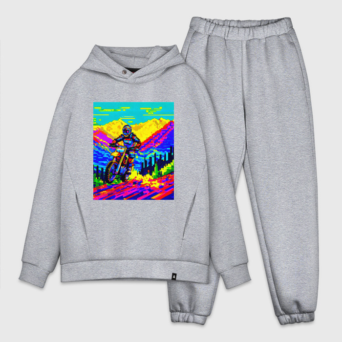 Мужской костюм oversize хлопок Прыжок на мотобайке фото