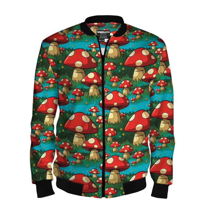 Мужской бомбер 3D Мультяшный мухомор паттерн фото