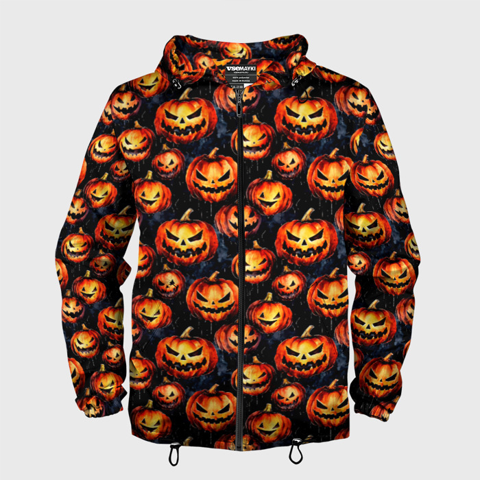 Мужская ветровка 3D Весёлые тыквы на Хеллоуин паттерн фото