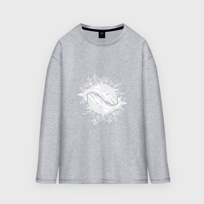 Мужской лонгслив oversize хлопок Киты жители океана фото