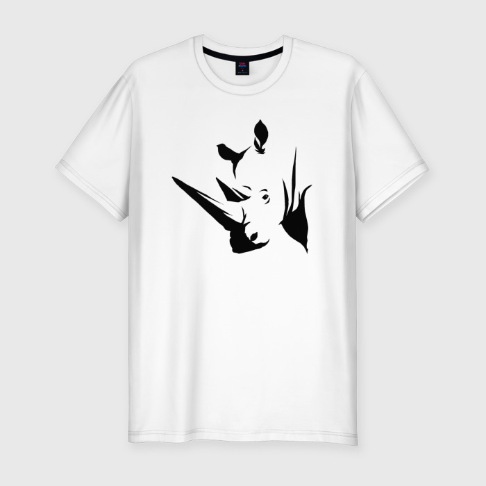 Мужская футболка хлопок Slim Голова носорога фото