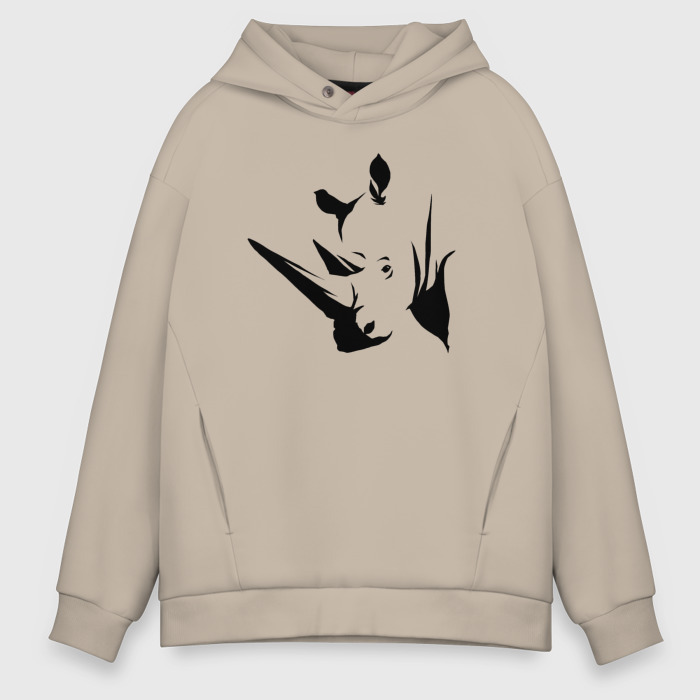 Мужское худи Oversize хлопок Голова носорога фото