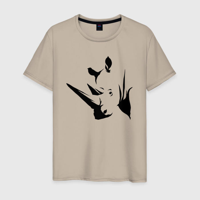 Мужская футболка хлопок Голова носорога фото