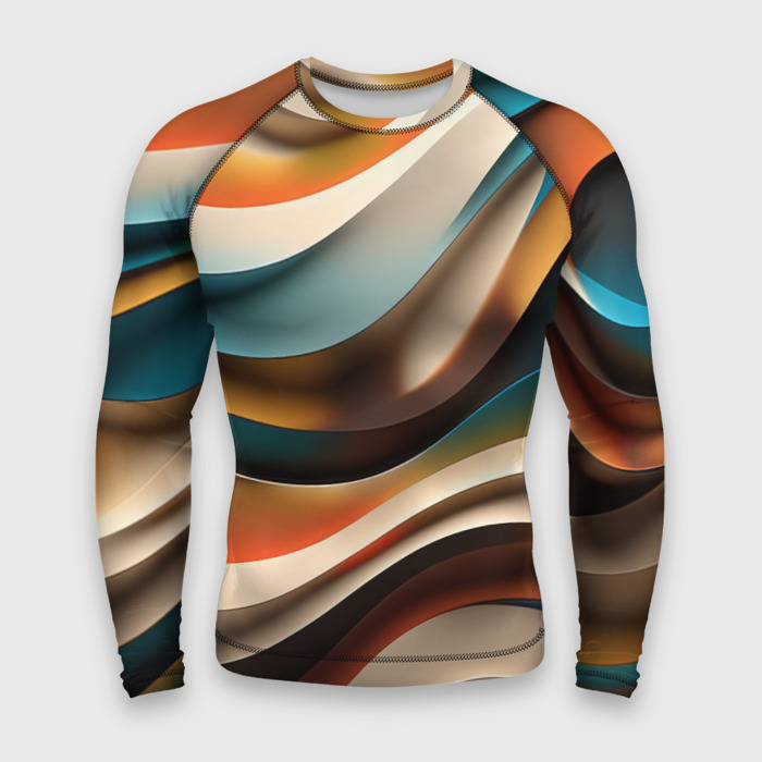 Мужской рашгард 3D Волнистая объёмная текстура   нейросеть фото