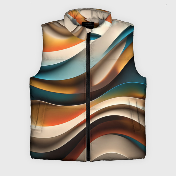 Мужской жилет утепленный 3D Волнистая объёмная текстура   нейросеть фото