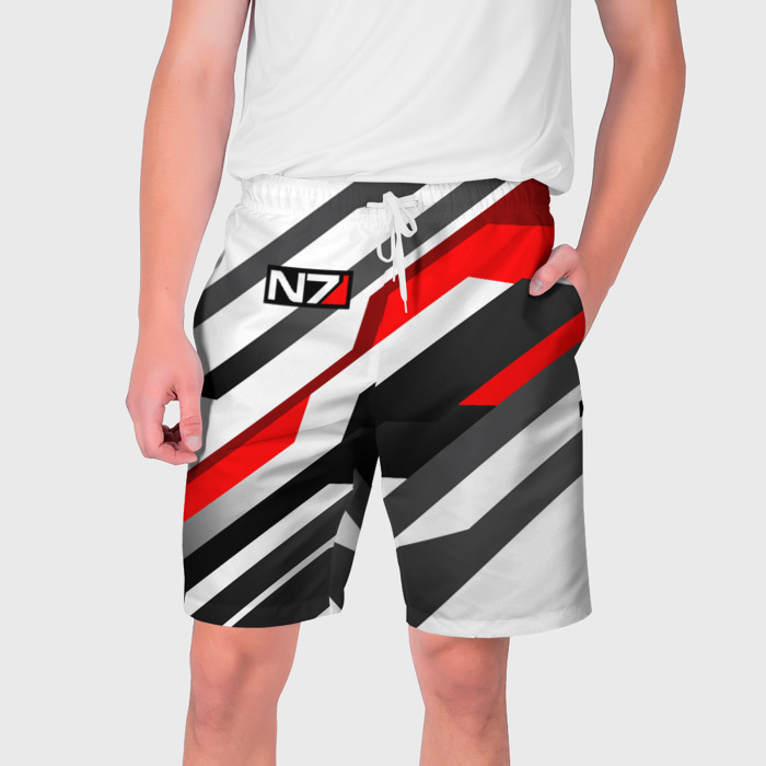 Мужские шорты 3D Mass effect   white uniform n7 фото