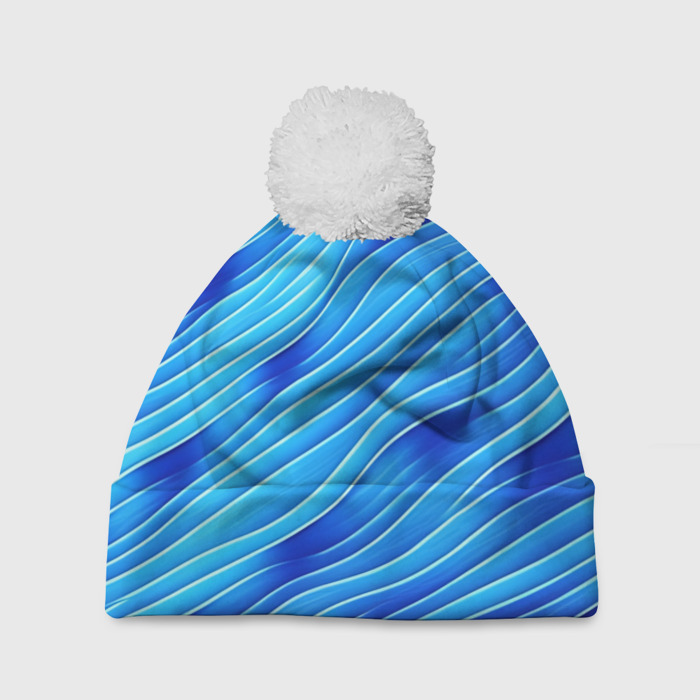 Шапка 3D c помпоном Речные волны фото