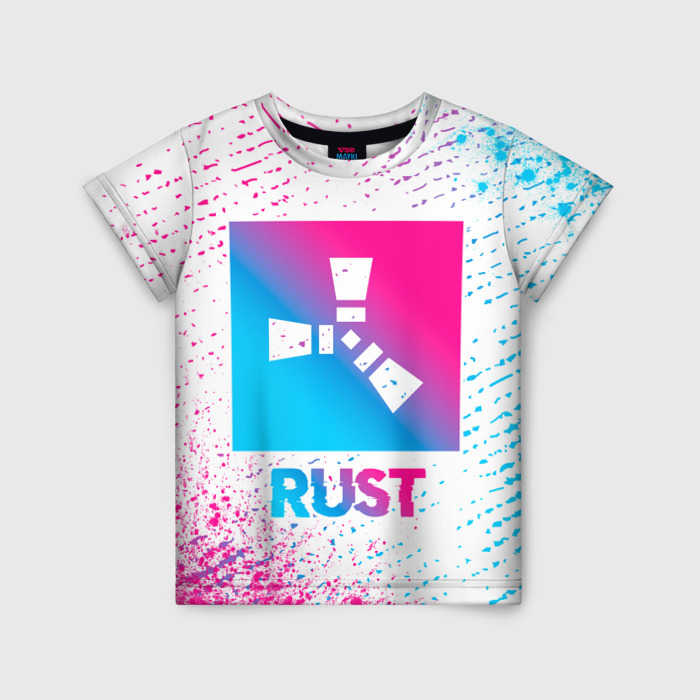 Детская футболка 3D Rust neon gradient style фото