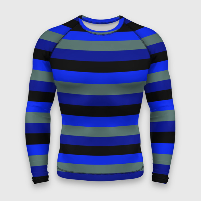 Мужской рашгард 3D Полосатый сине чёрный фото