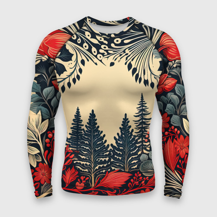 Мужской рашгард 3D Новогодний  лес фото