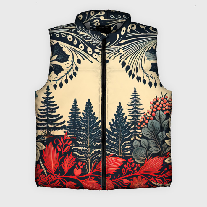 Мужской жилет утепленный 3D Новогодний  лес фото