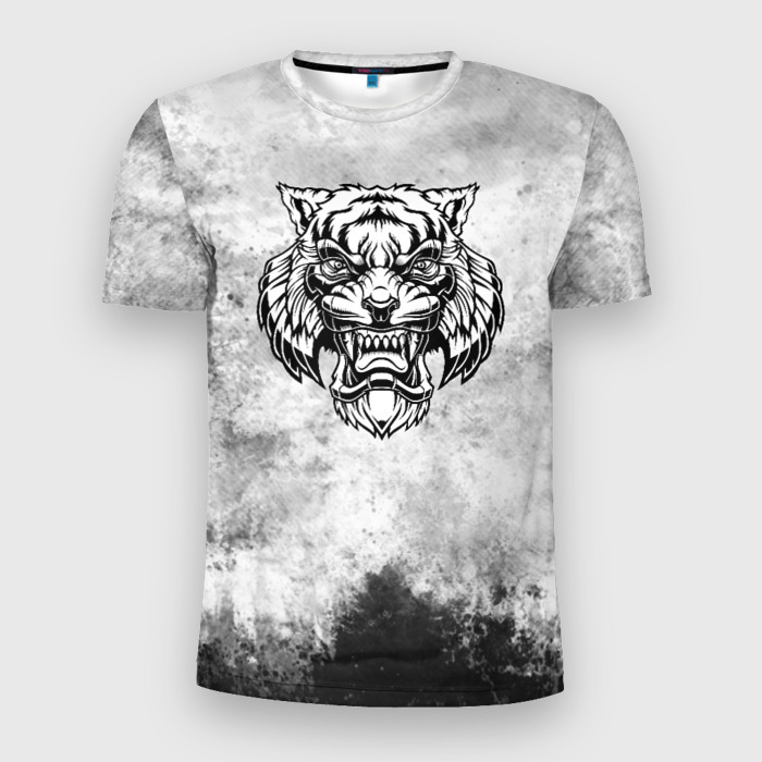 Мужская футболка 3D Slim Texture   разозленный тигр фото