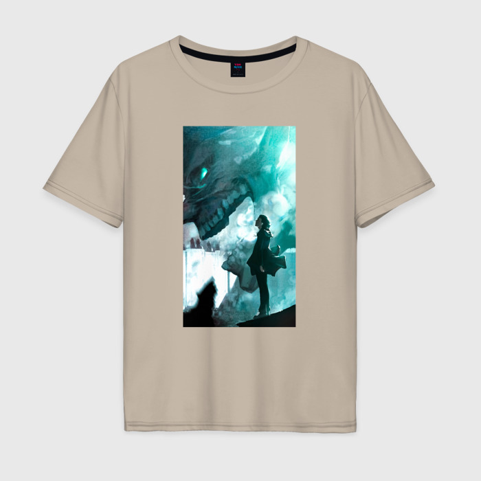 Мужская футболка хлопок Oversize Атака титанов   атакующий титан фото