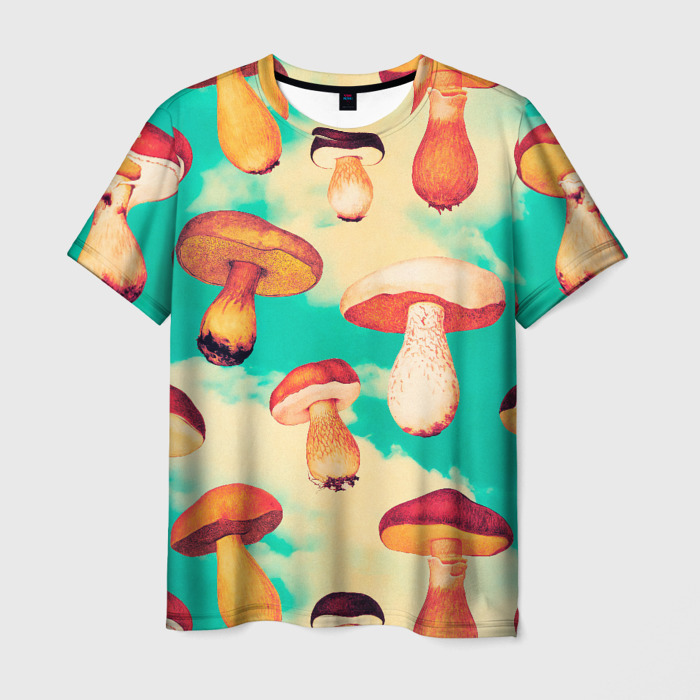 Мужская футболка 3D Грибы в небе паттерн фото