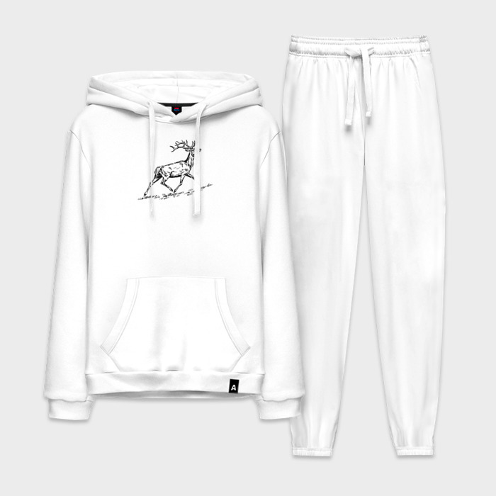 Мужской костюм хлопок с толстовкой Олень бежит на гору фото