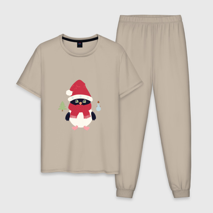 Мужская пижама хлопок Пингвин и новый год фото