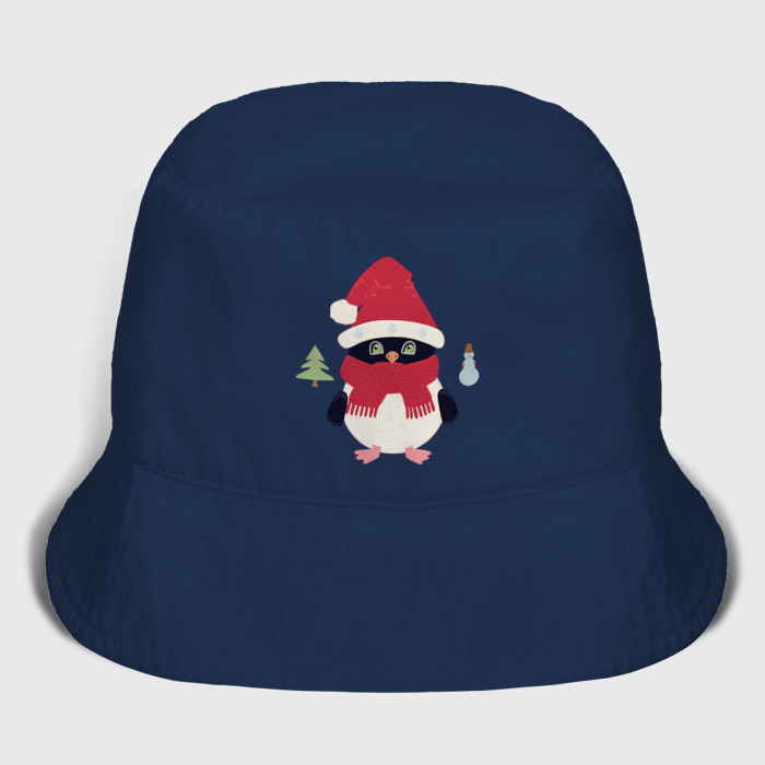 Мужская панама хлопок Пингвин и новый год фото