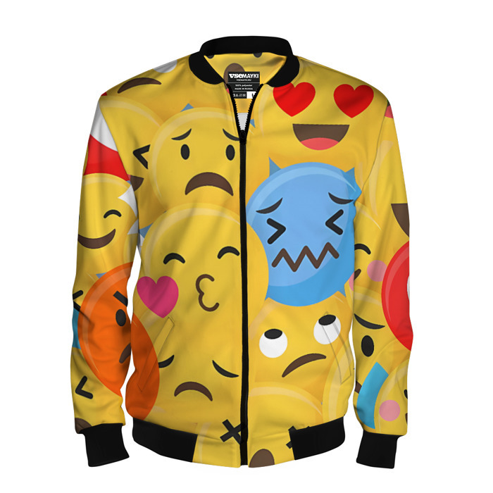 Мужской бомбер 3D Смайлы разные эмоции фото