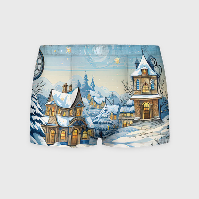 Мужские трусы 3D Новогодний     город иллюстрация фото