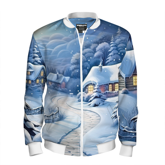 Мужской бомбер 3D Тропинка в новый год фото