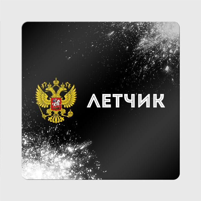 Магнит виниловый Квадрат Летчик из России и герб РФ по горизонтали фото