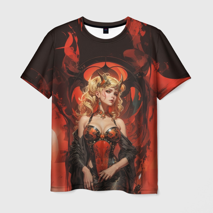 Мужская футболка 3D Прелестная демонесса фото
