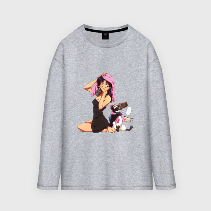 Мужской лонгслив oversize хлопок Мисато и Пен Пен фото