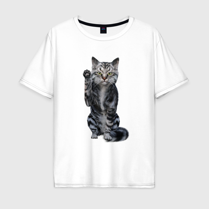 Мужская футболка хлопок Oversize Кот голосует фото