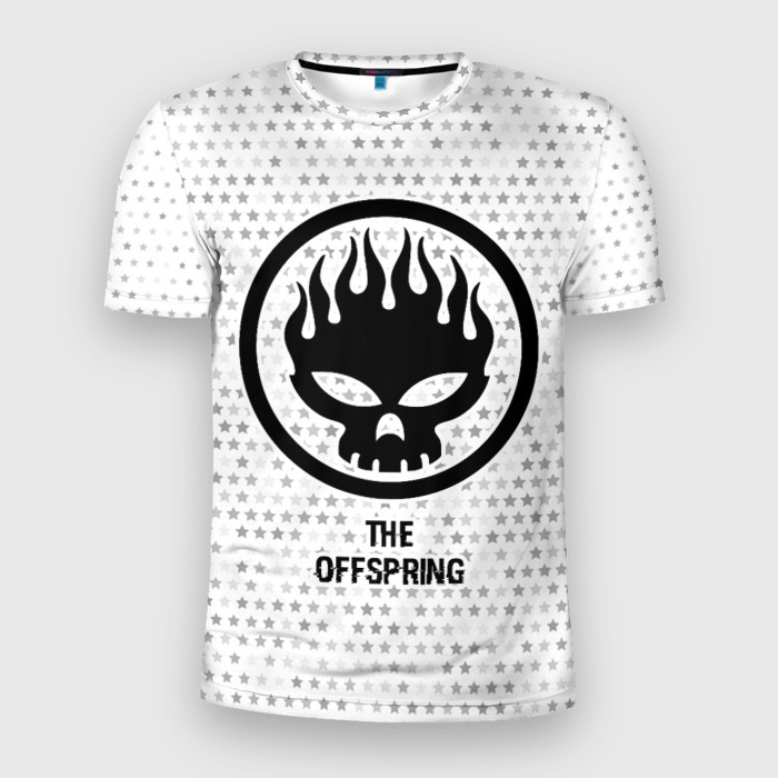 Мужская футболка 3D Slim The Offspring glitch на светлом фоне фото
