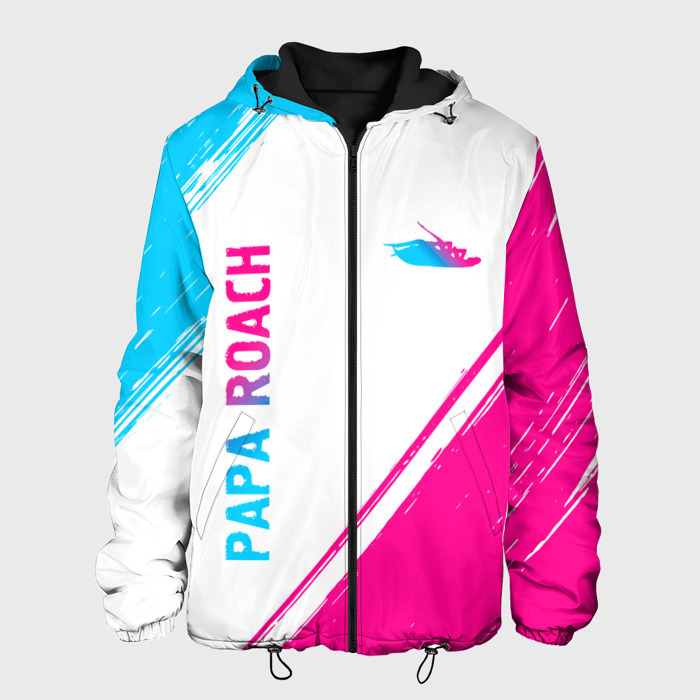 Мужская куртка 3D Papa Roach neon gradient style вертикально фото