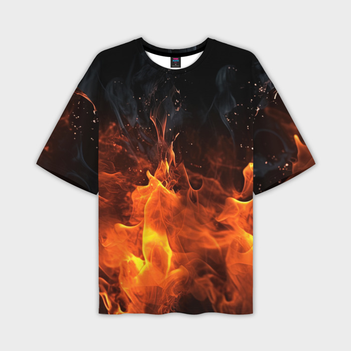 Мужская футболка oversize 3D Яркий  огонь фото
