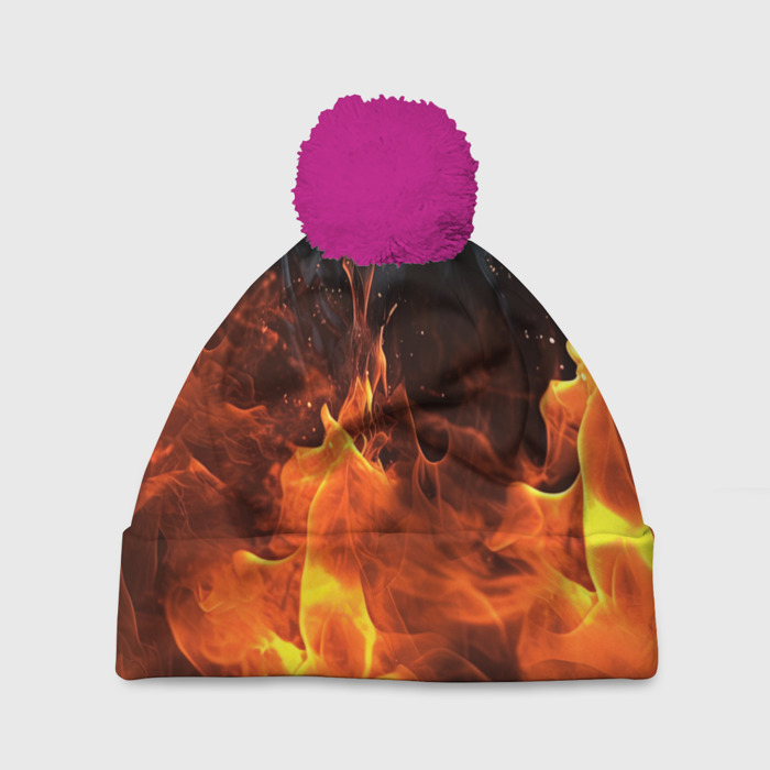 Шапка 3D c помпоном Яркий  огонь фото