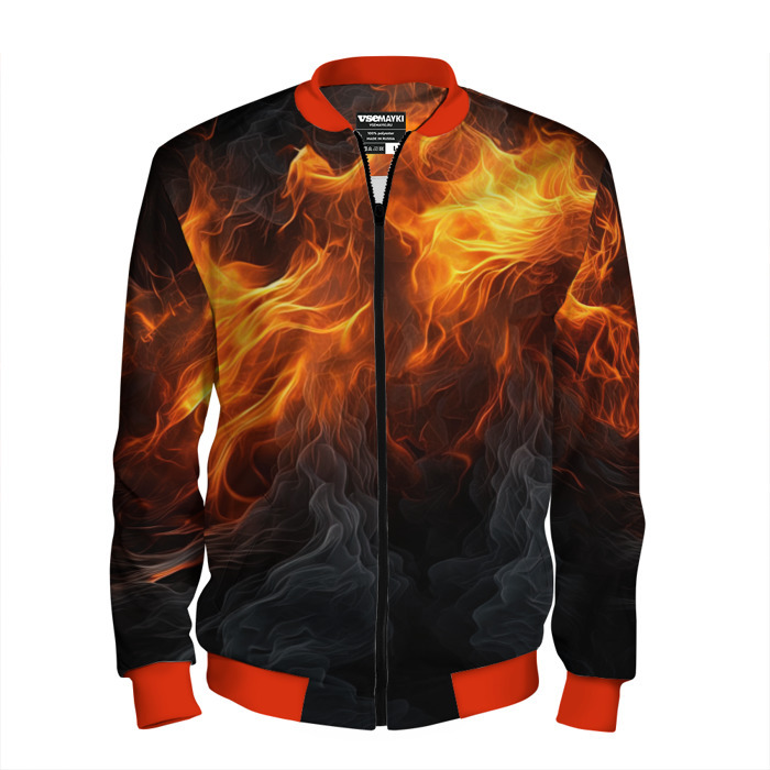 Мужской бомбер 3D Огонь  и дым фото