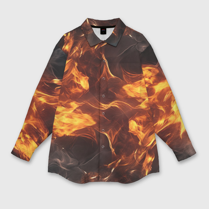 Мужская рубашка oversize 3D Дым  и огонь фото
