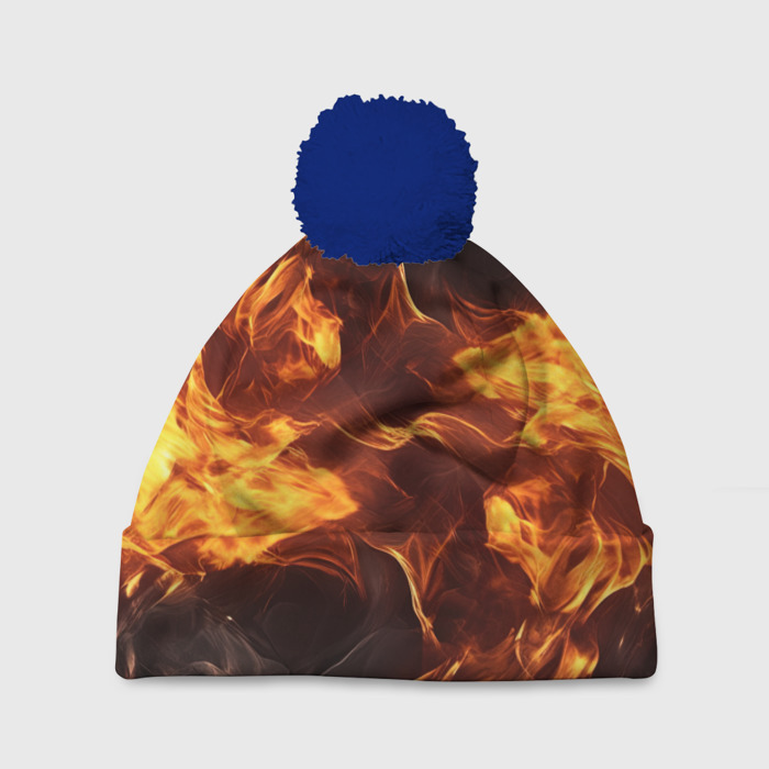 Шапка 3D c помпоном Дым  и огонь фото