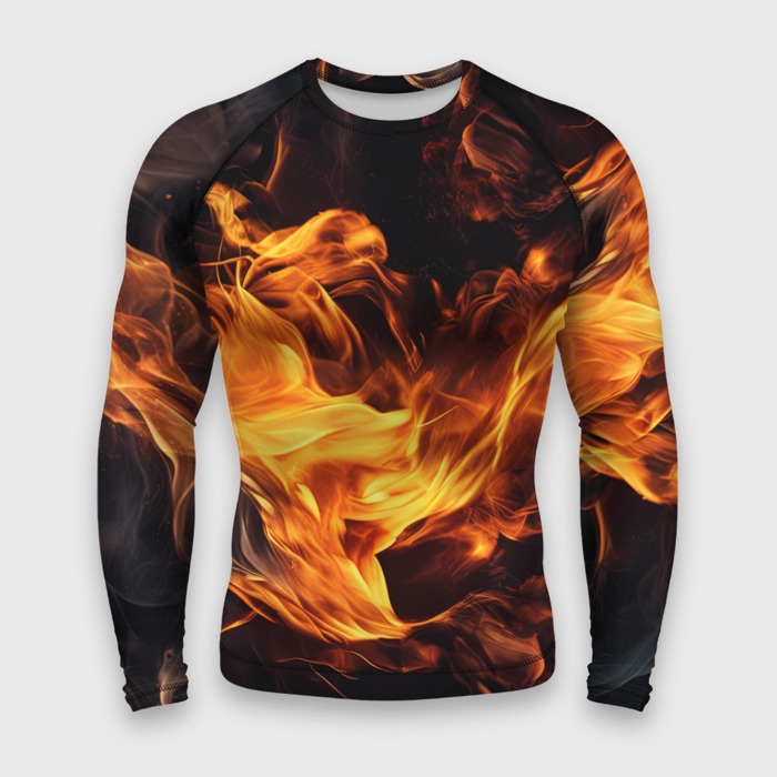 Мужской рашгард 3D Огонь и   дым фото