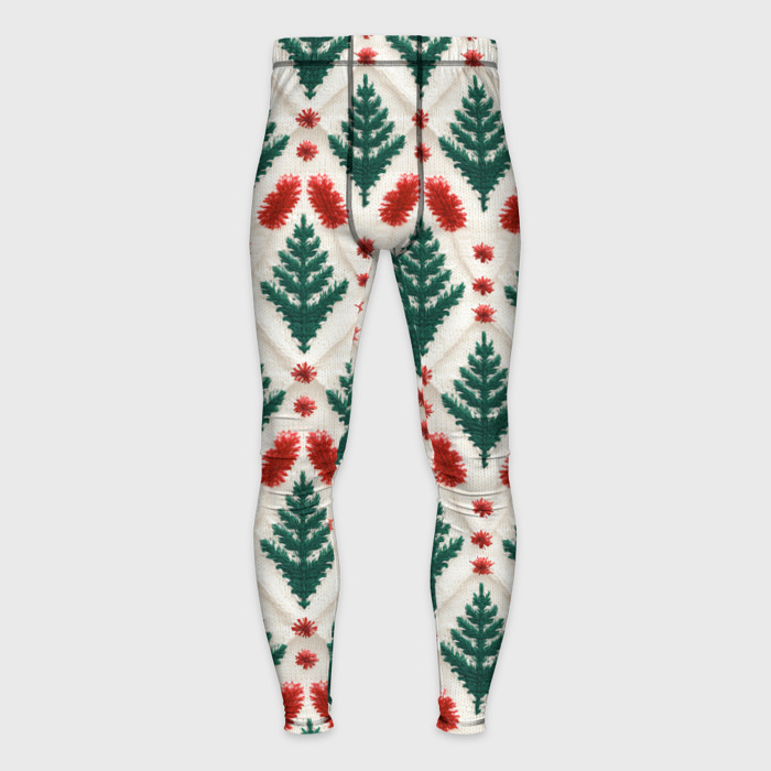 Мужские тайтсы 3D Текстура вязаных елочек   новогодний паттерн фото
