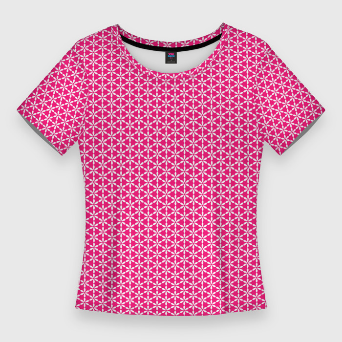 Женская футболка 3D Slim Паттерн цветочный розовый фото
