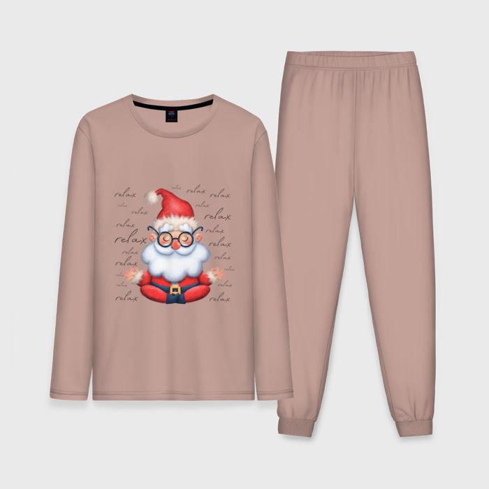 Мужская пижама с лонгсливом хлопок Дед Мороз  на йоге фото