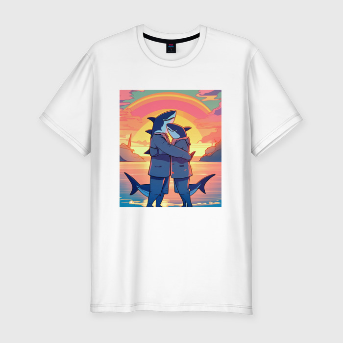 Мужская футболка хлопок Slim Акулы арт фото