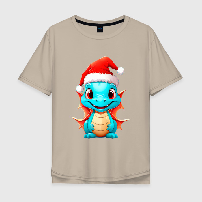 Мужская футболка хлопок Oversize Маленький   дракон 2024 фото