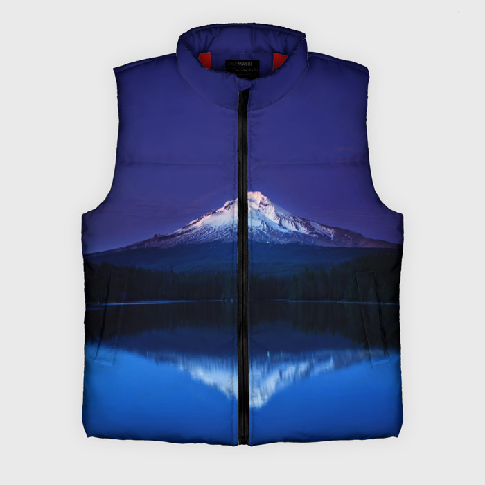 Мужской жилет утепленный 3D Горный вулкан Фудзияма фото