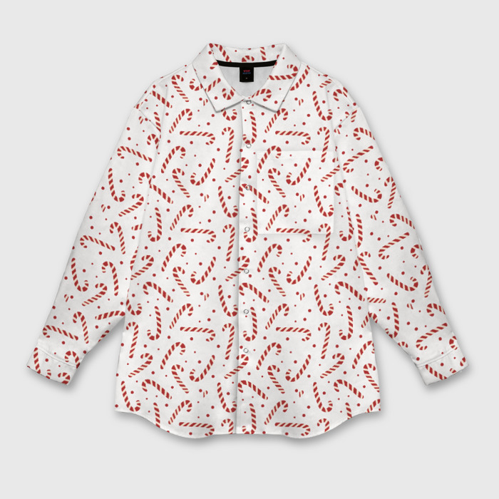 Мужская рубашка oversize 3D Caramel cane new years pattern фото