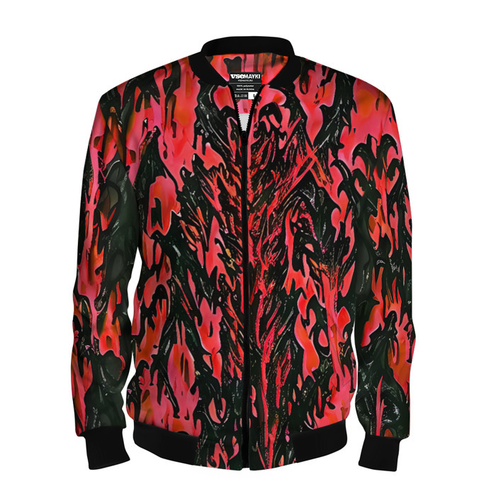 Мужской бомбер 3D Демонический доспех красный фото