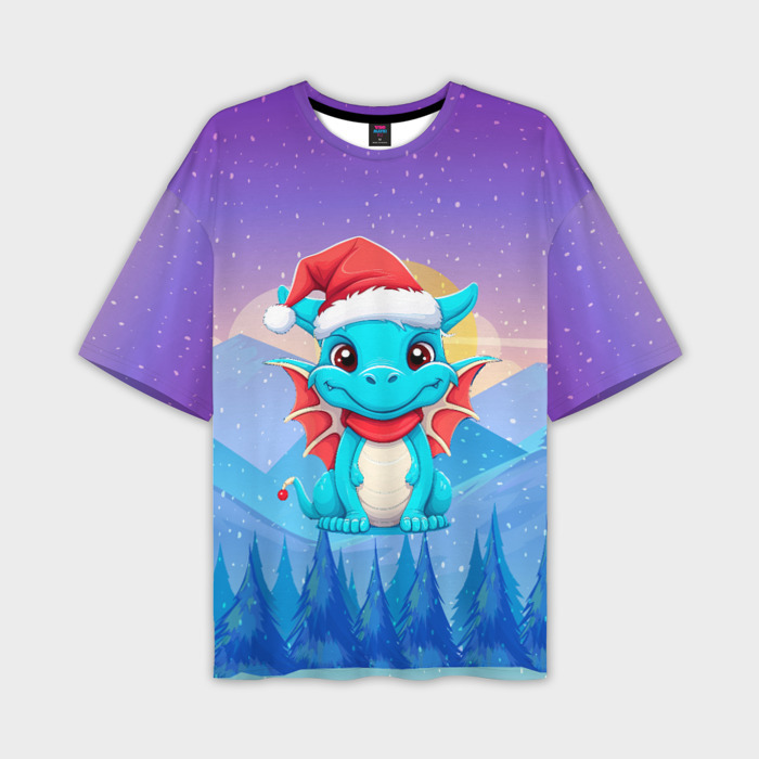 Мужская футболка oversize 3D Фейерверковый дракон фото