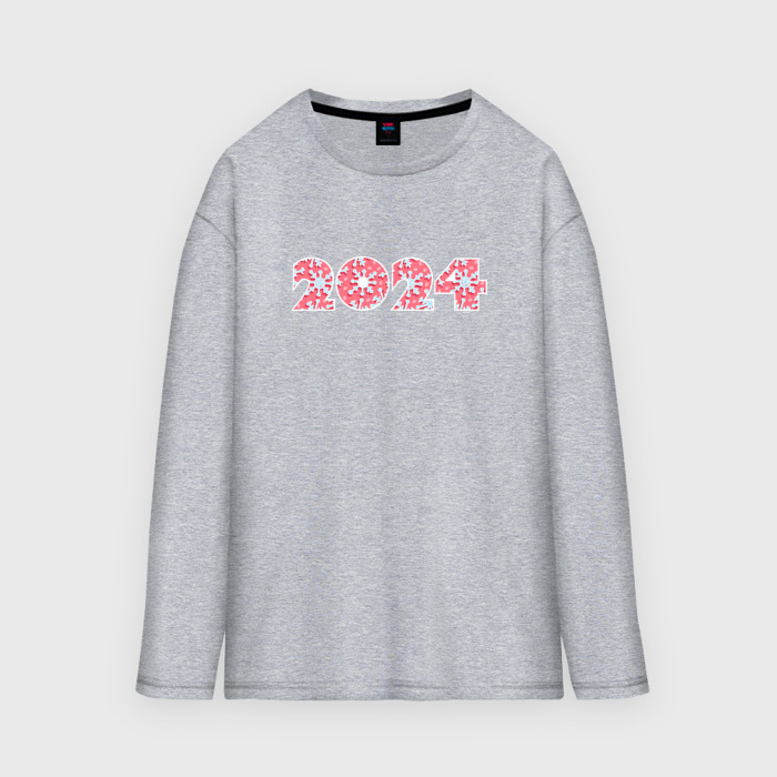 Мужской лонгслив oversize хлопок Цифры новый год 2024 фото
