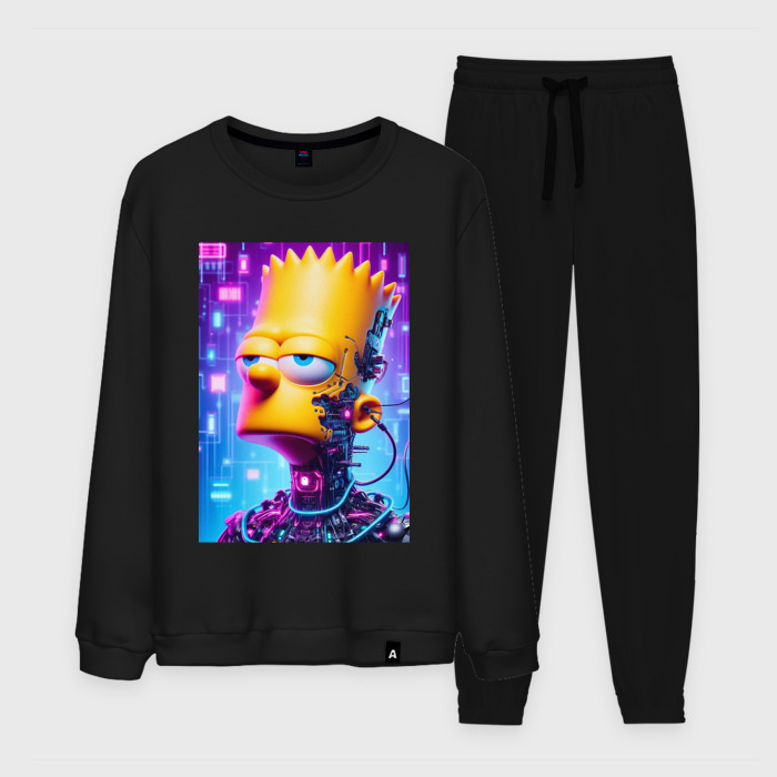 Мужской костюм хлопок Cyber Bart Simpson   ai art фото