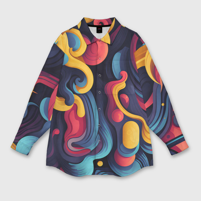 Мужская рубашка oversize 3D Цветной хаос фото