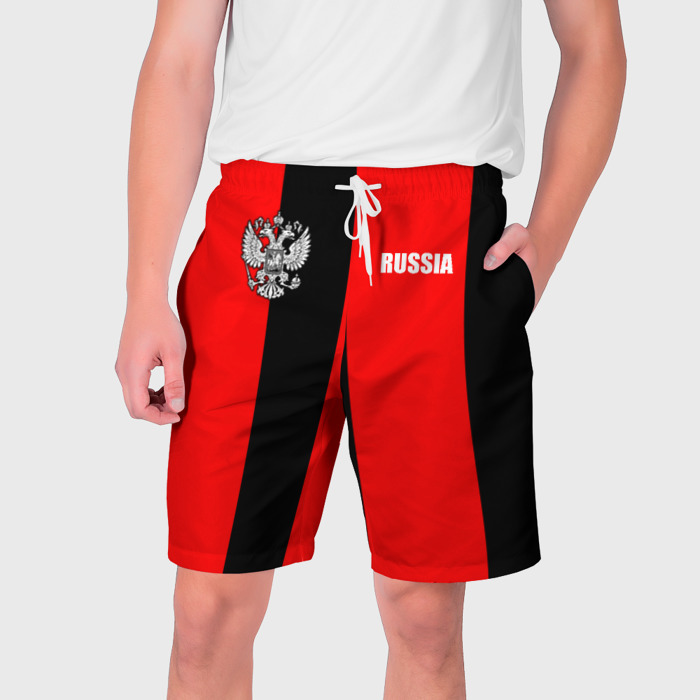 Мужские шорты 3D Красный и черный   герб РФ фото