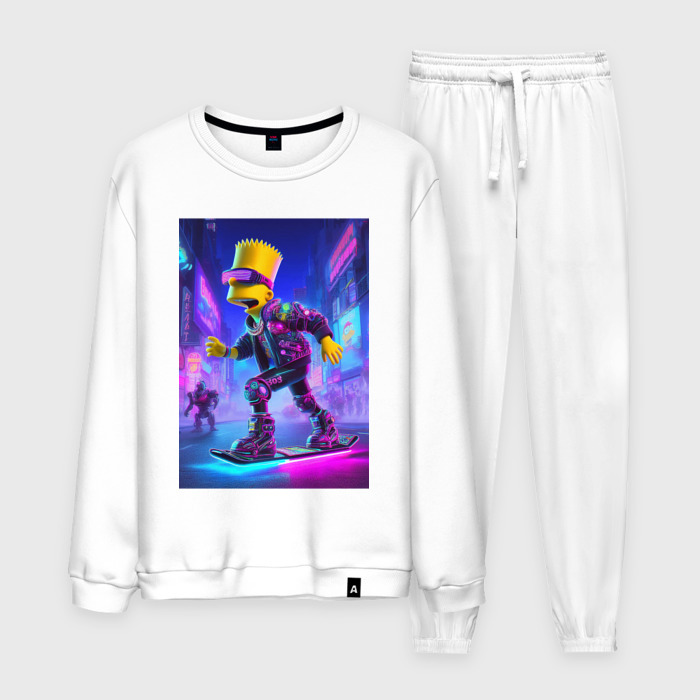 Мужской костюм хлопок Bart Simpson on a hoverboard   ai art фото